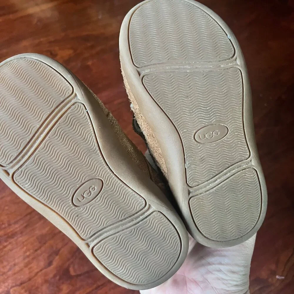 UGG‎ Toddler Suede Shearling Booties Size 8 Tan & White